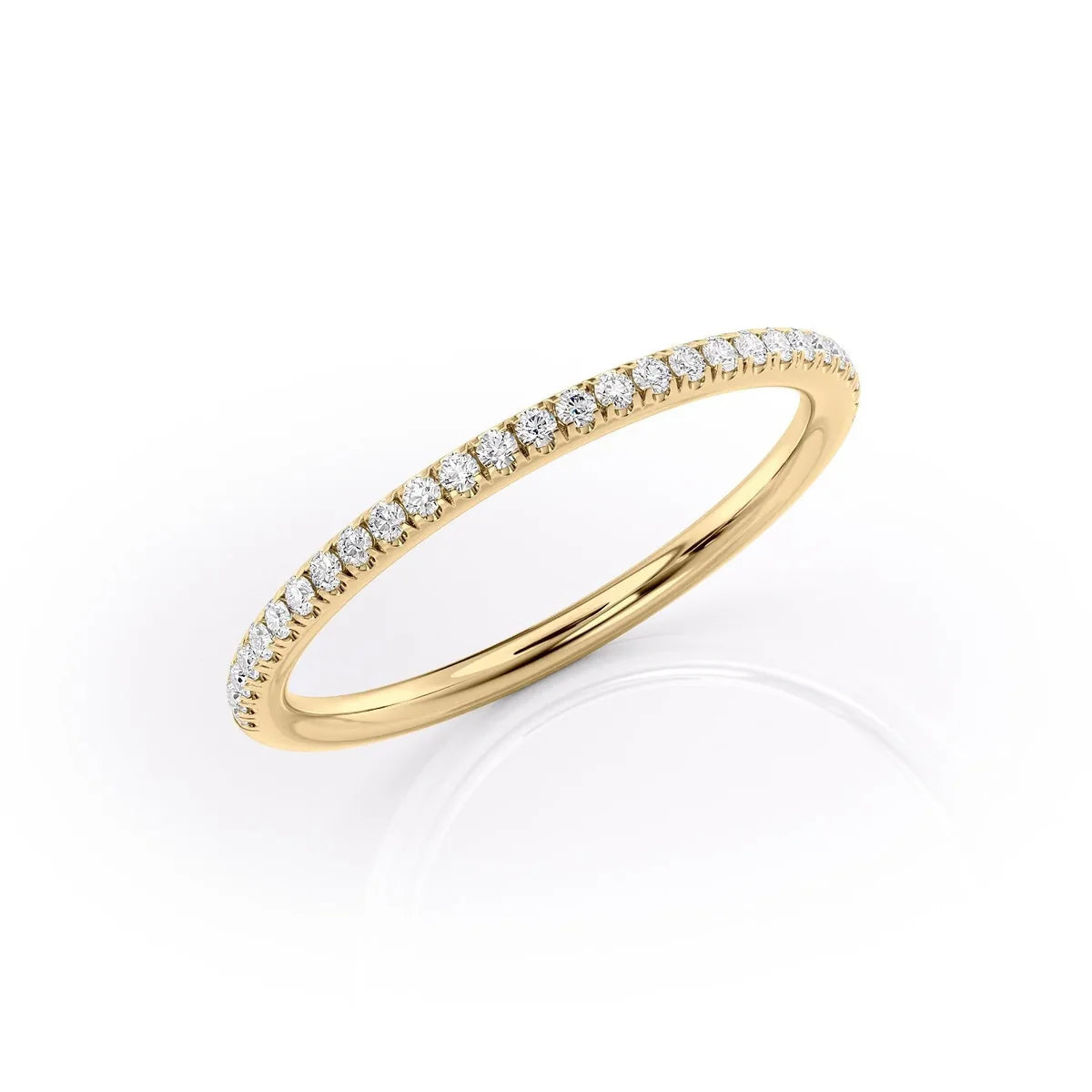Round Lab Grown Diamond Half Eternity Pave Wedding Band