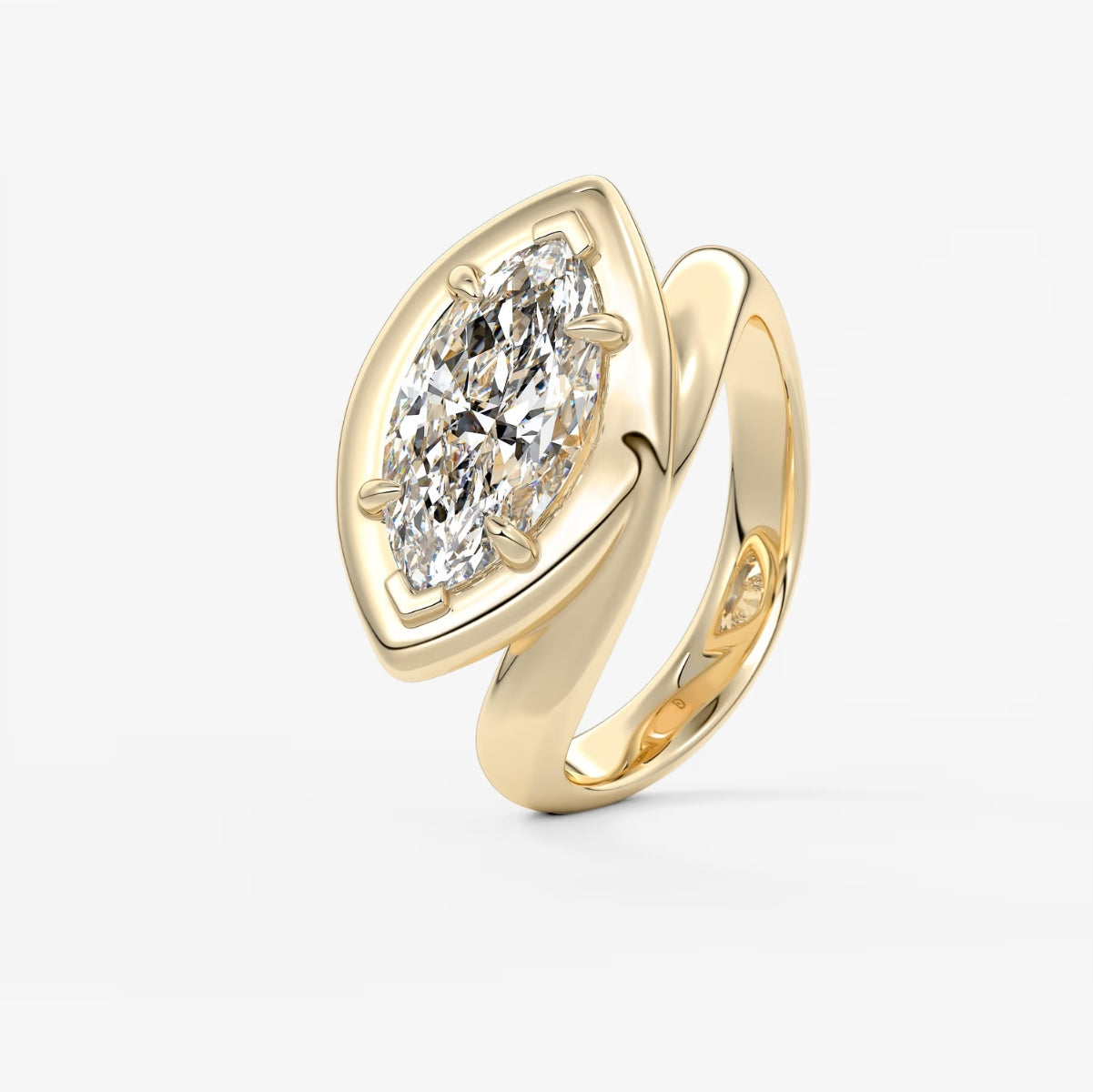 2.0CT Bezel Set Chunky Marquise Cut Lab Grown Diamond Collet Engagement Ring
