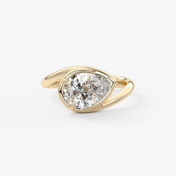 2.0CT Bezel Set Pear Cut Lab Grown Diamond Bypass Engagement Ring
