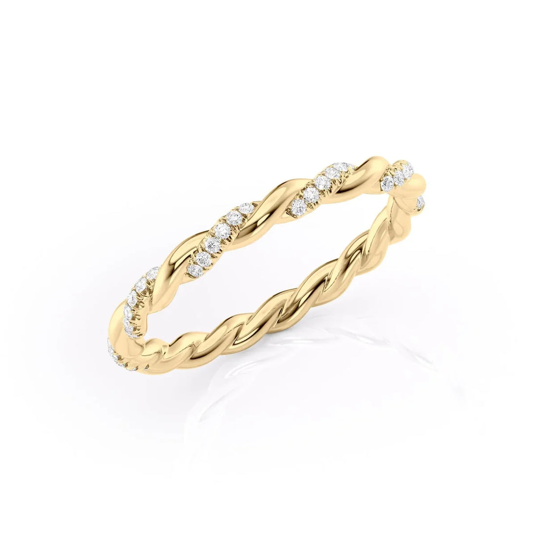 Round Lab Grown Diamond Braided Pave Wedding Band
