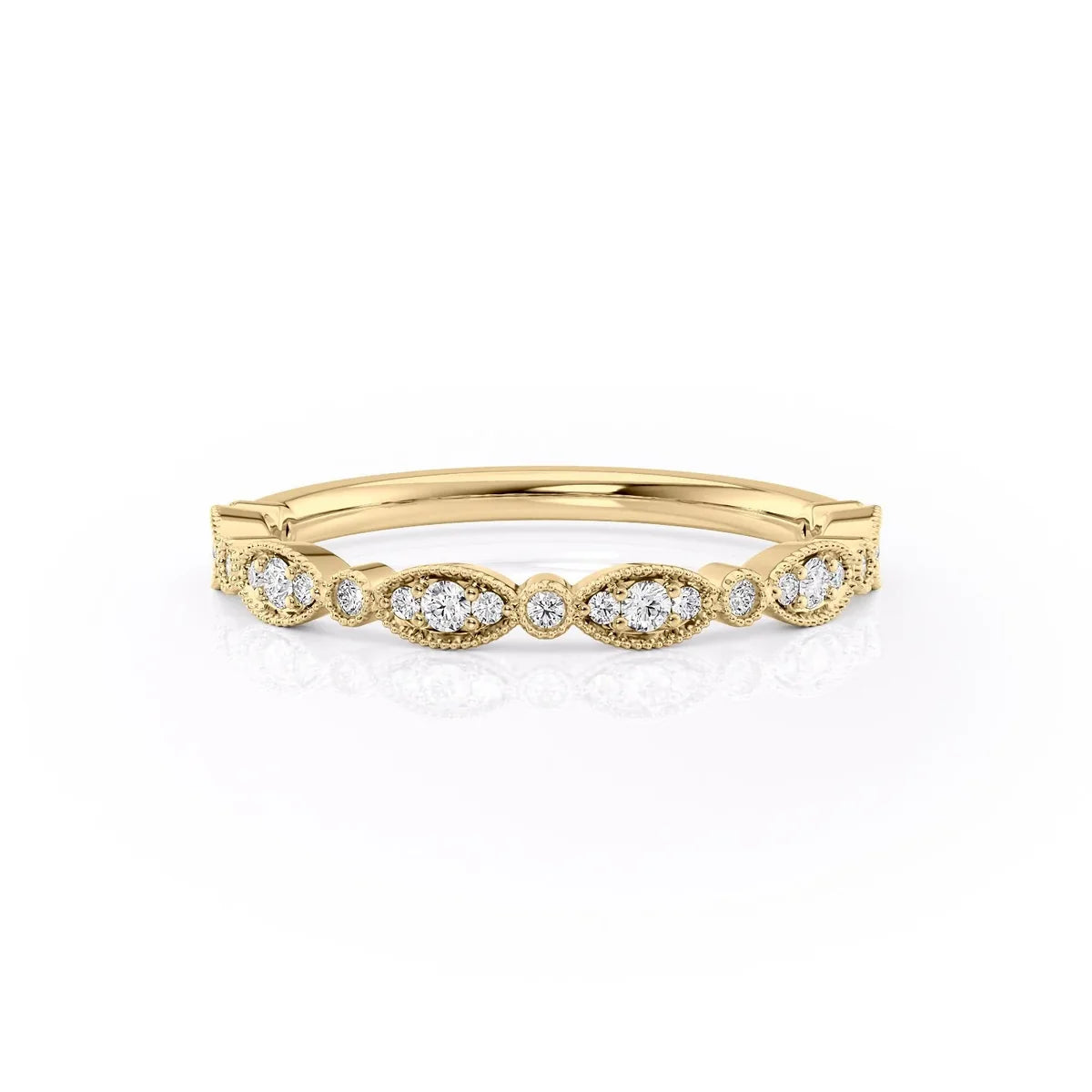 Round Lab grown Diamond Vintage Wedding Band