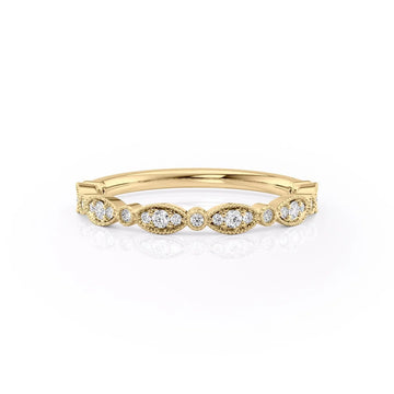 Round Lab grown Diamond Vintage Wedding Band