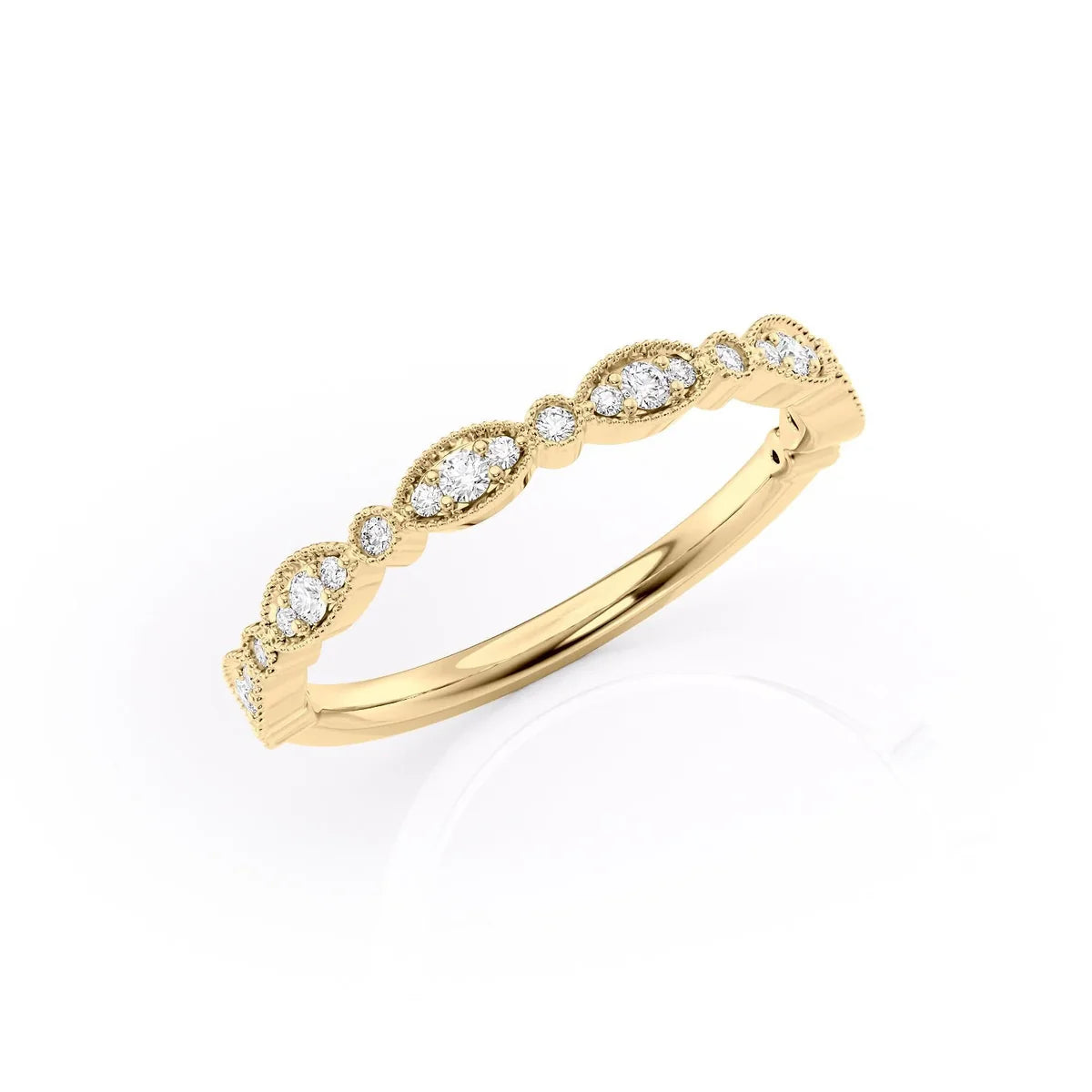 Round Lab grown Diamond Vintage Wedding Band