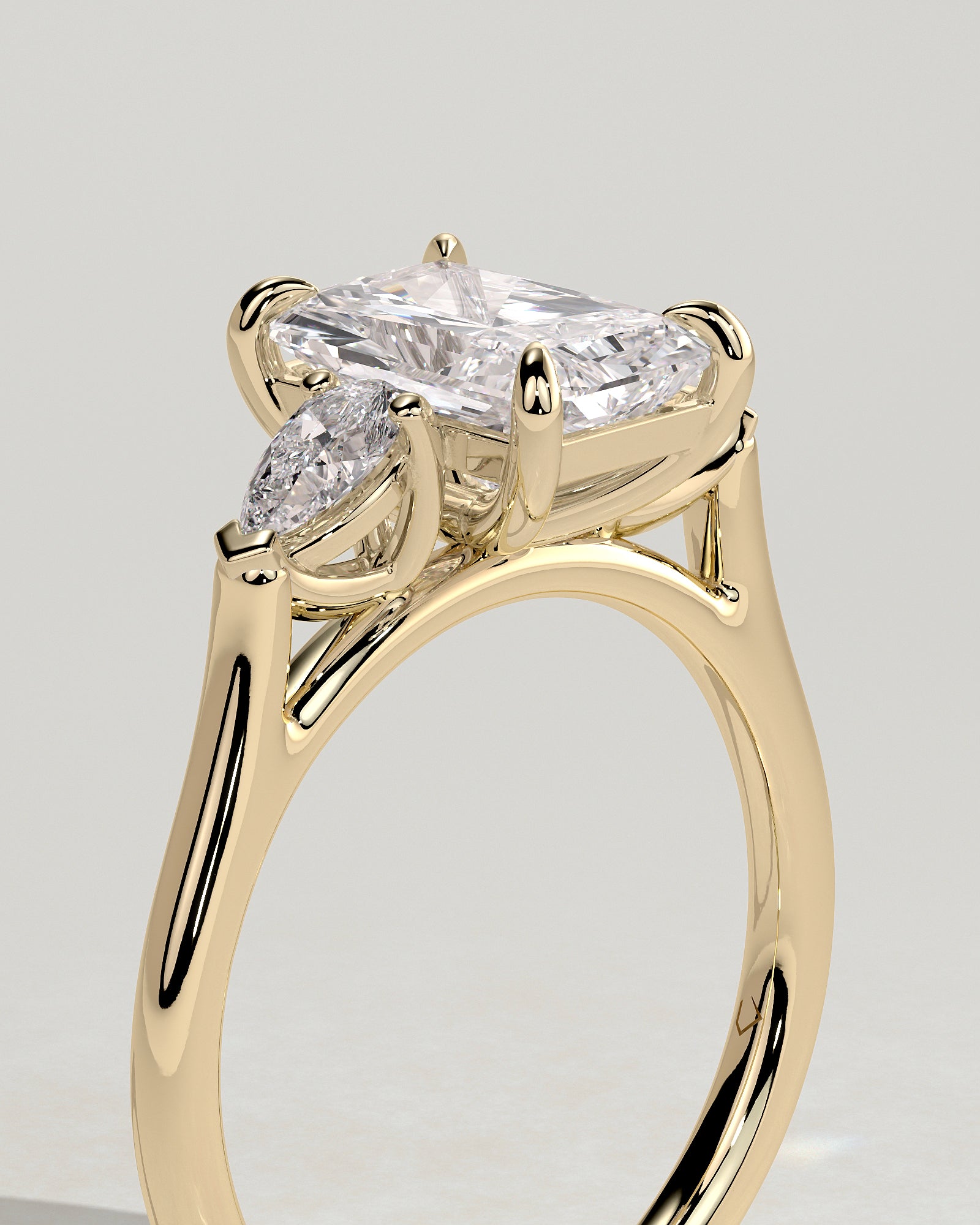 2.0CT Radiant Cut Lab Grown Diamond Three Stone Engagement Ring