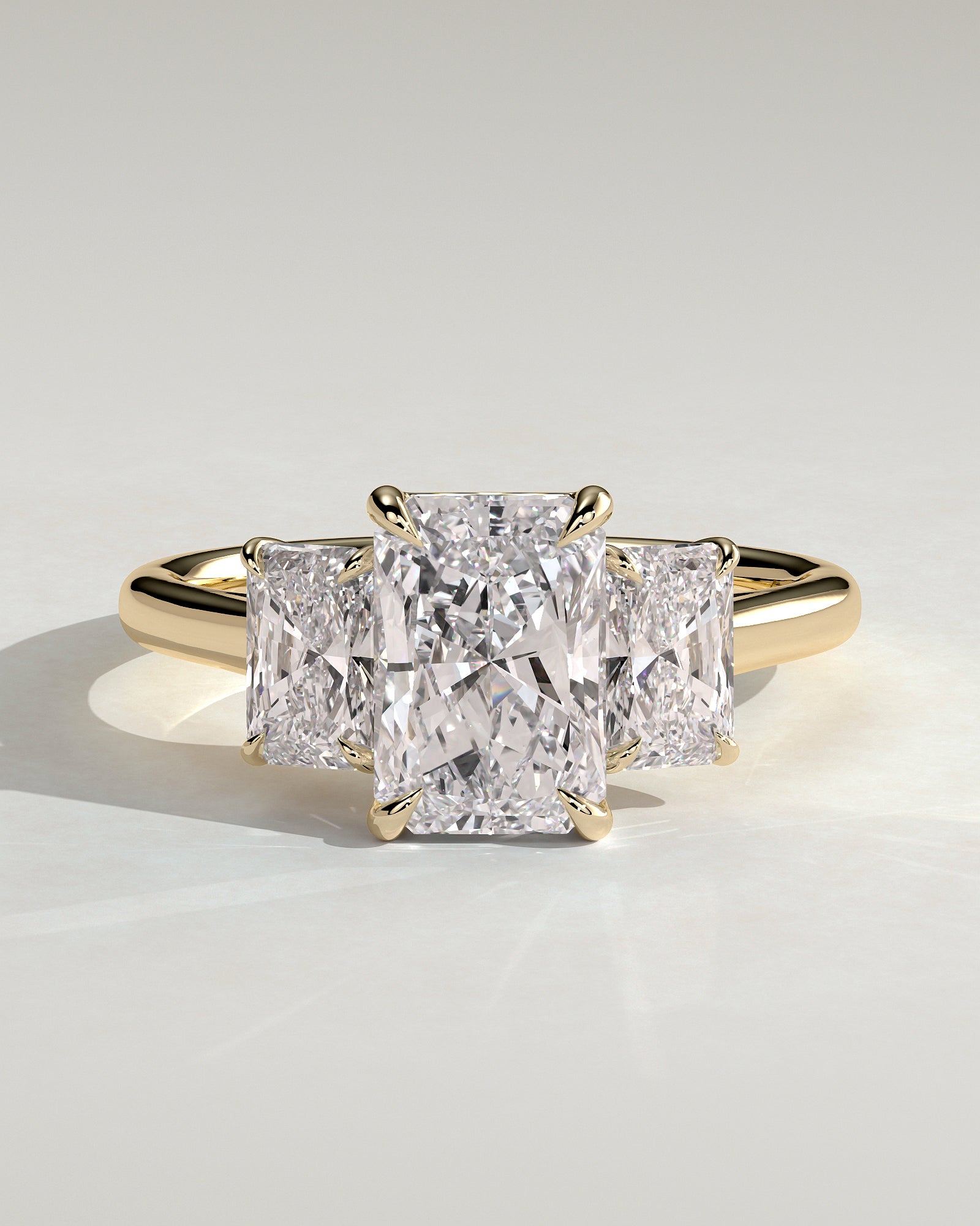 2.0CT Radiant Cut Lab Grown Diamond Three Stone Engagement Ring