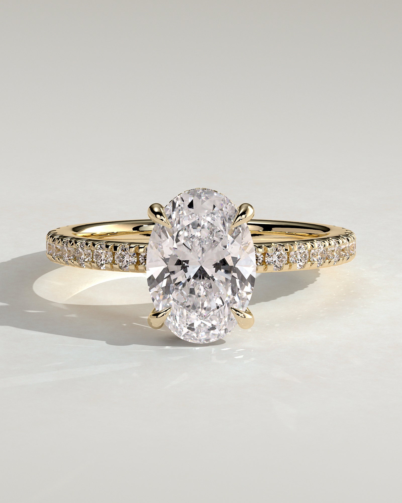 2.0CT Oval Lab Grown Diamond Hidden Halo Pave Engagement Ring