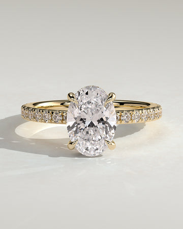 2.0CT Oval Lab Grown Diamond Hidden Halo Pave Engagement Ring
