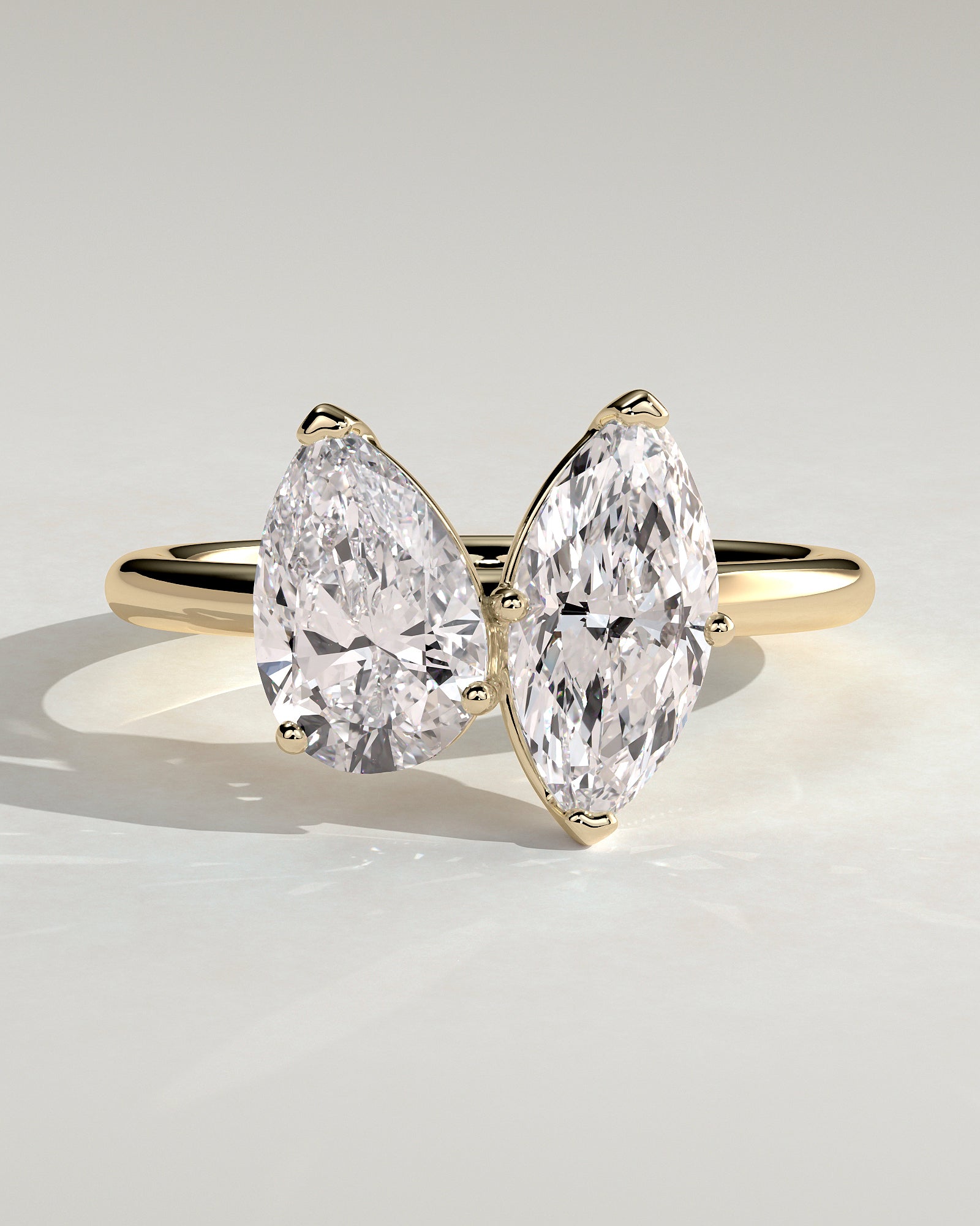 1.80CT Pear & 1.50CT Marquise Lab Grown Diamond Toi et Moi Engagement Ring