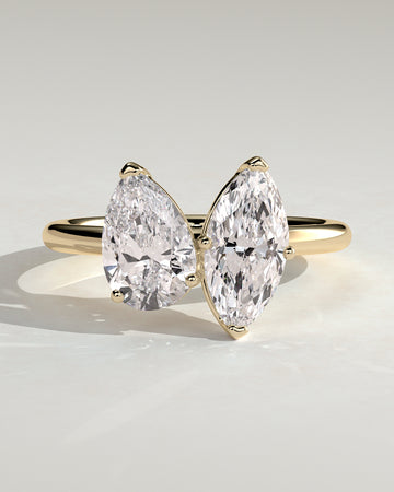 1.80CT Pear & 1.50CT Marquise Lab Grown Diamond Toi et Moi Engagement Ring