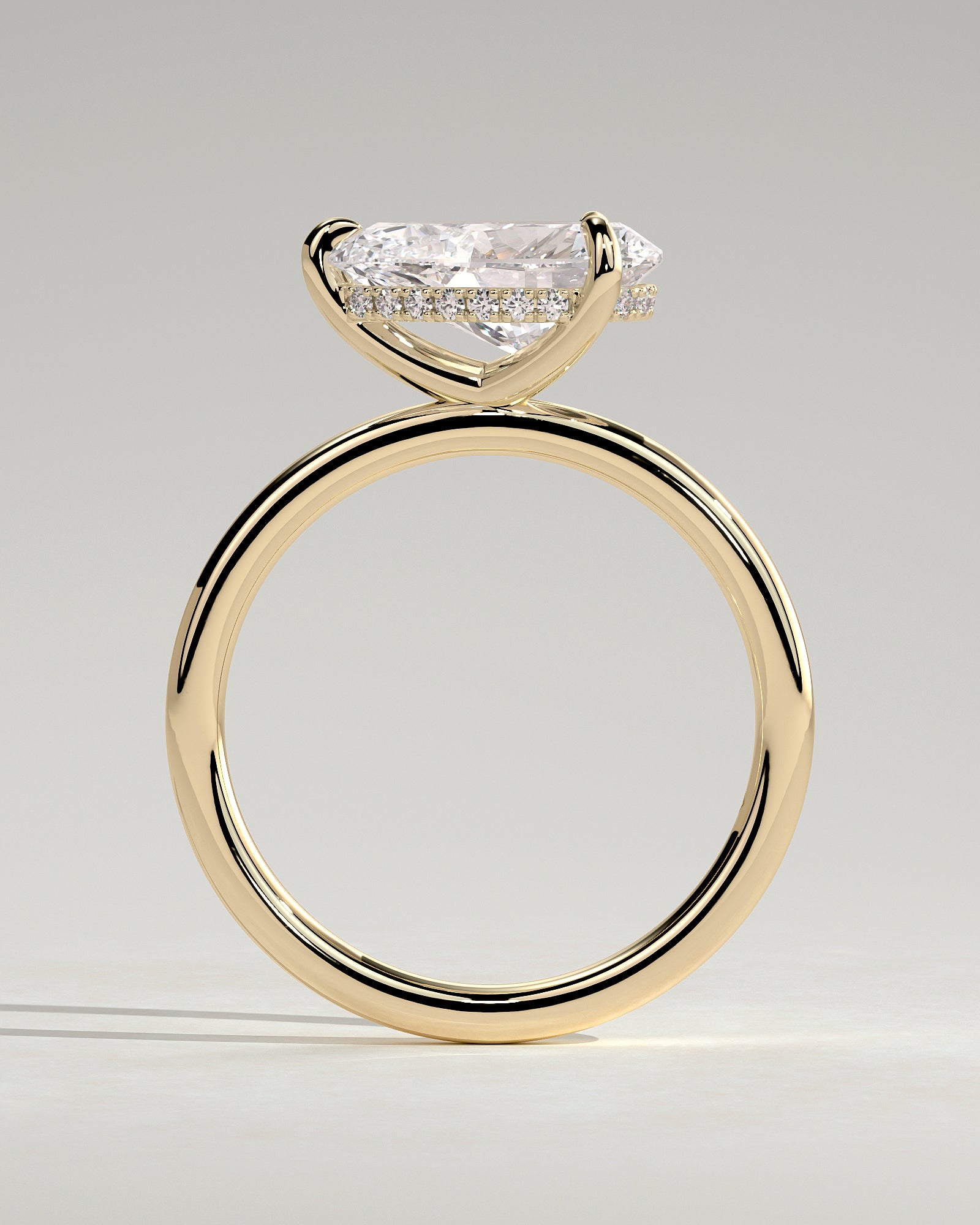 2.0CT East West Pear Lab Grown Diamond Hidden Halo Solitaire Engagement Ring