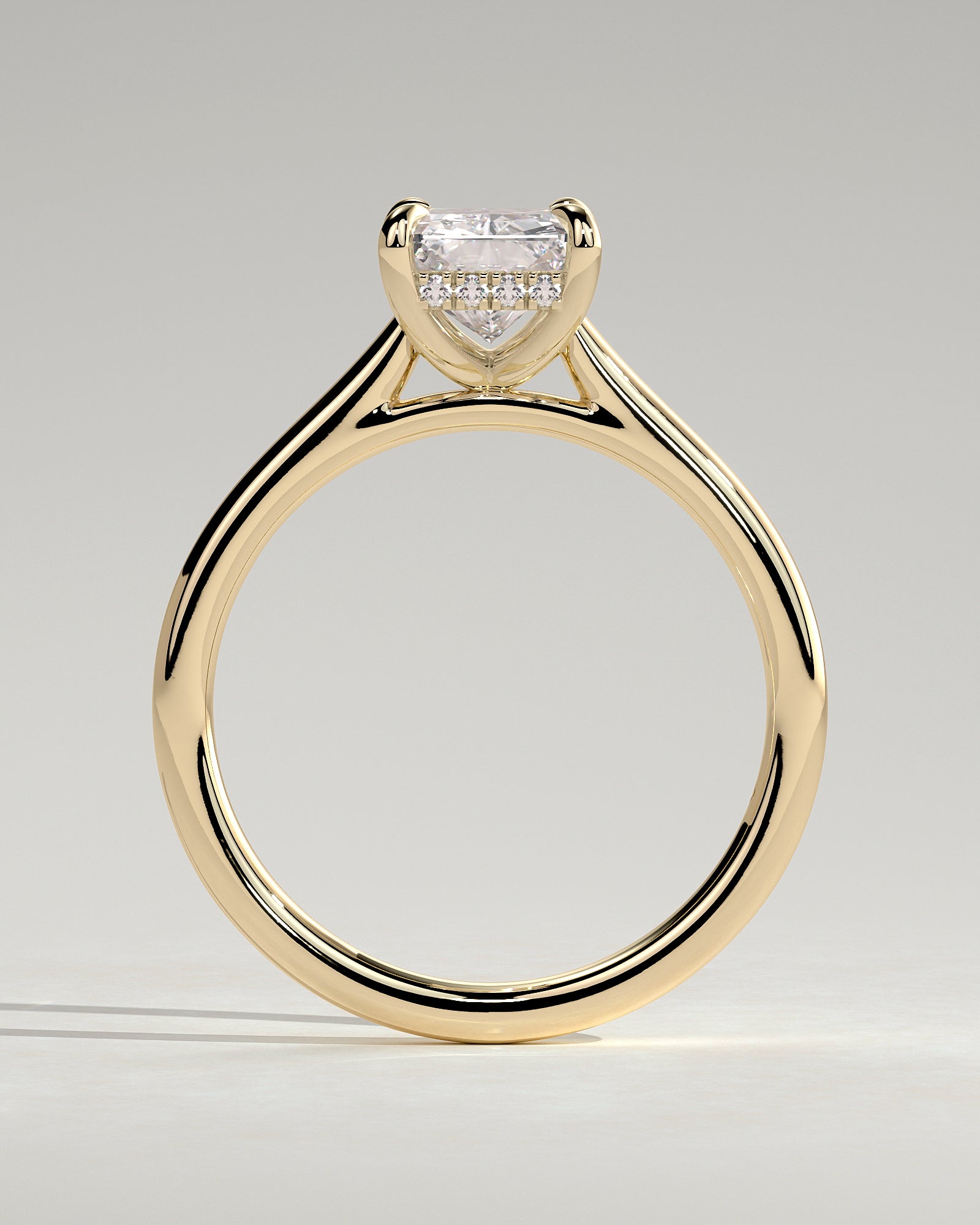 2.0CT Radiant Lab Grown Diamond Hidden Halo Cathedral Engagement Ring
