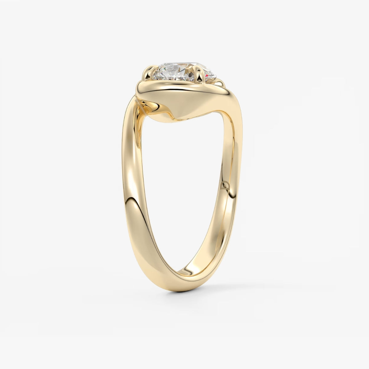 2.0CT Bezel Set Pear Cut Lab Grown Diamond Bypass Engagement Ring
