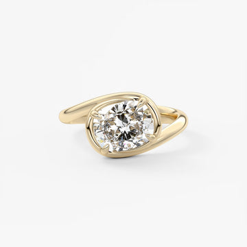 2.0CT Bezel Set Elongated Cushion Cut Lab Grown Diamond Bypass Engagement Ring