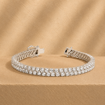 Round Lab Grown Double Row Tennis Bracelet