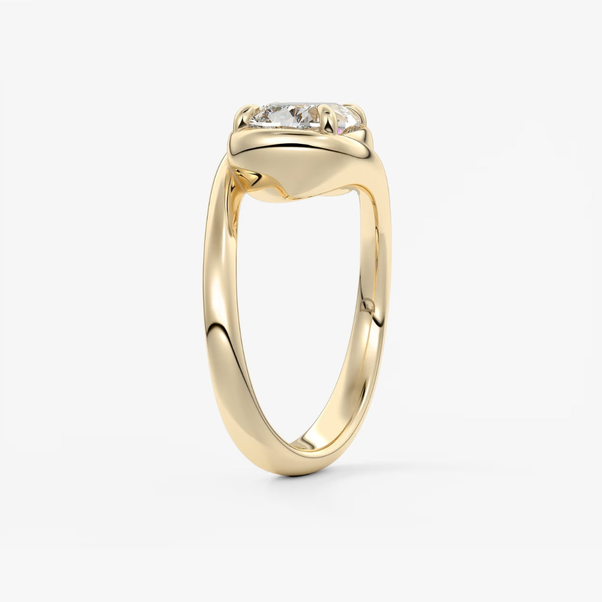 2.0CT Bezel Set Elongated Cushion Cut Lab Grown Diamond Bypass Engagement Ring