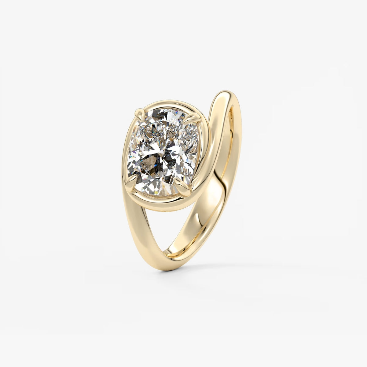 2.0CT Bezel Set Elongated Cushion Cut Lab Grown Diamond Bypass Engagement Ring