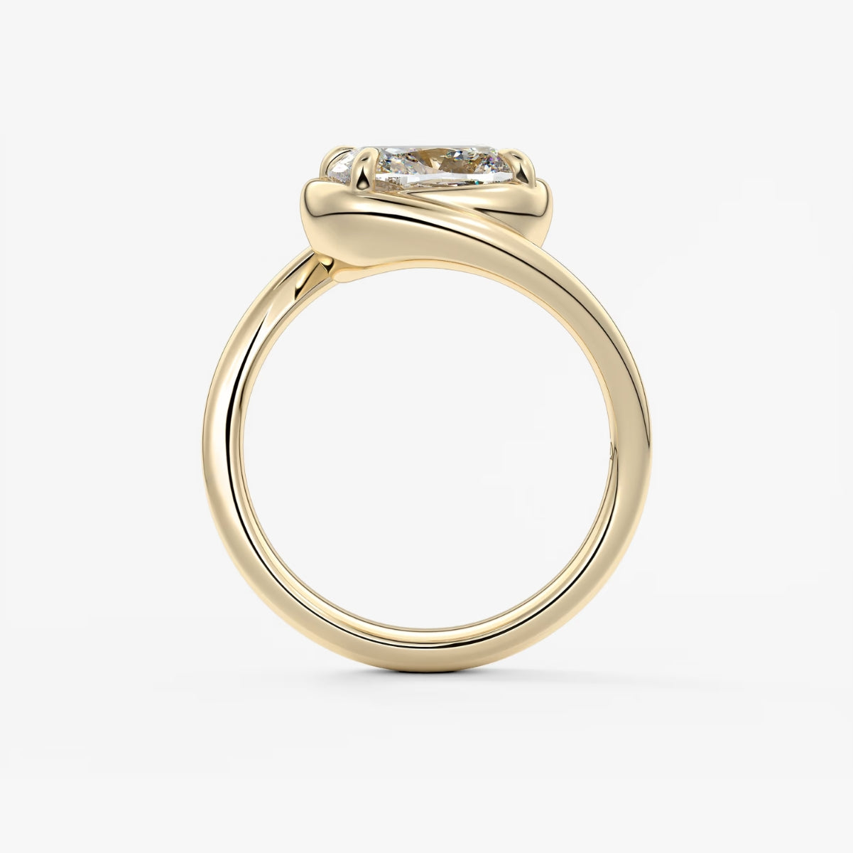2.0CT Bezel Set Elongated Cushion Cut Lab Grown Diamond Bypass Engagement Ring
