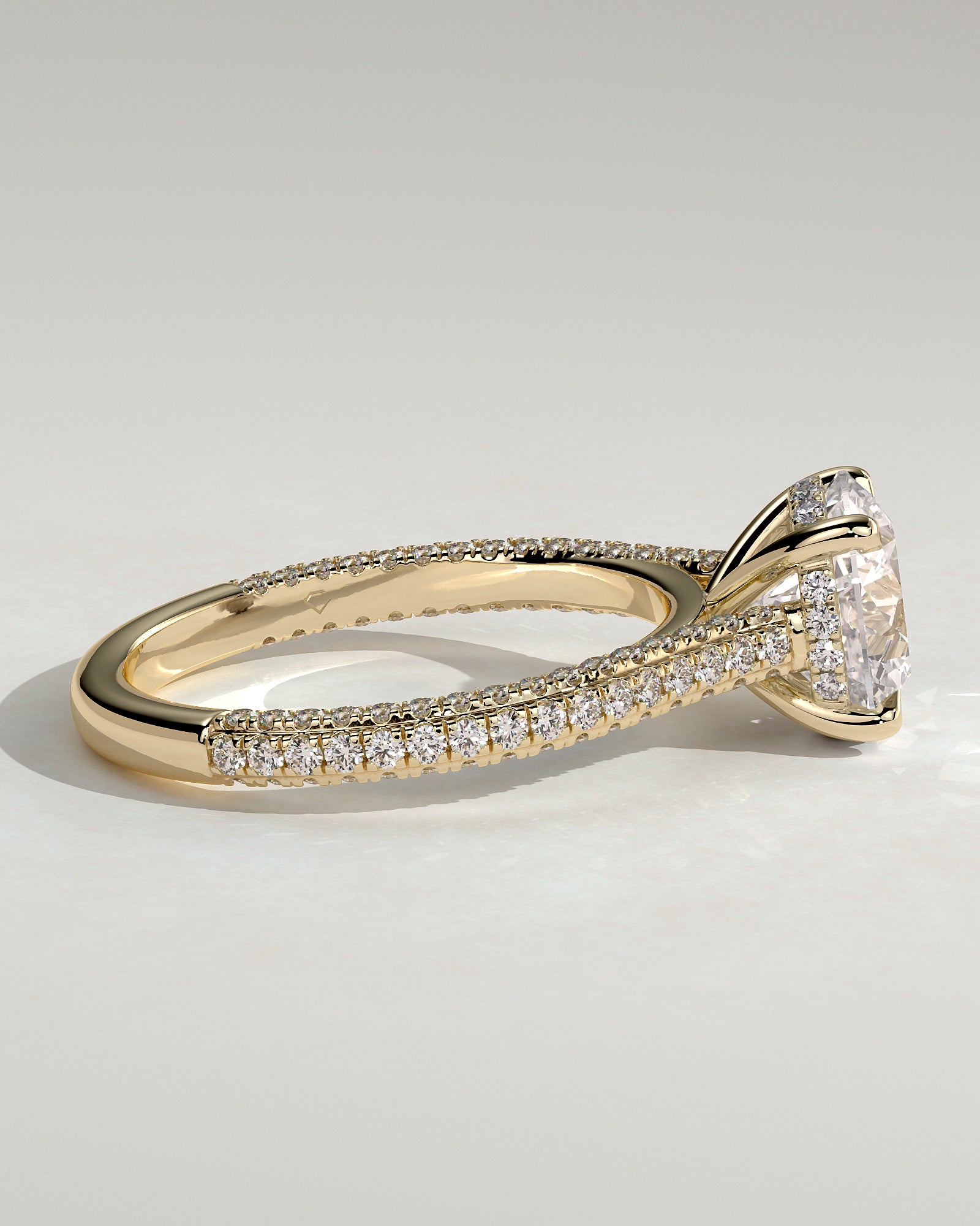 2.0CT Round Lab Grown Diamond Hidden Halo Three Side Pave Engagement Ring