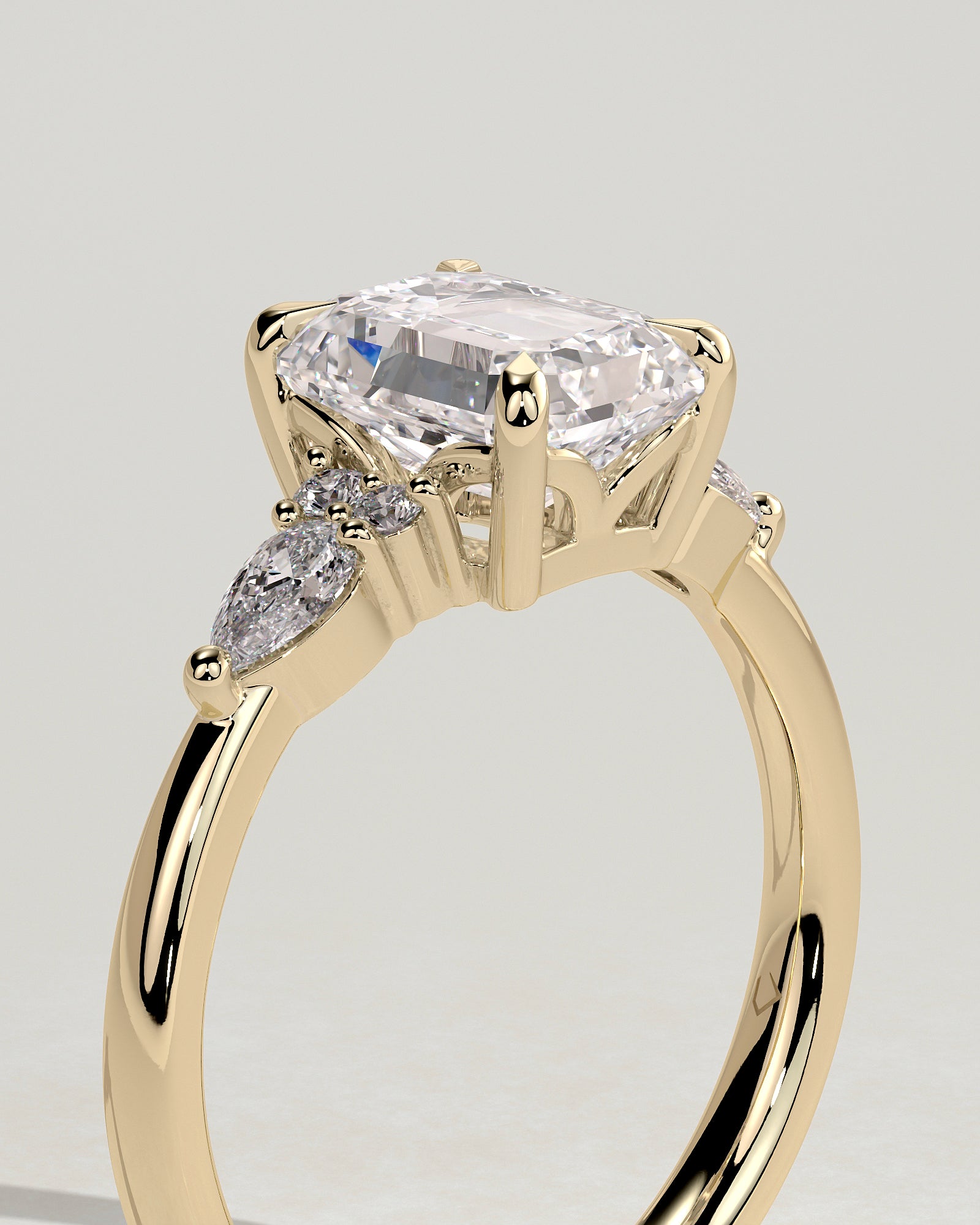 2.0CT Emerald Cut Lab Grown Diamond Cluster Engagement Ring