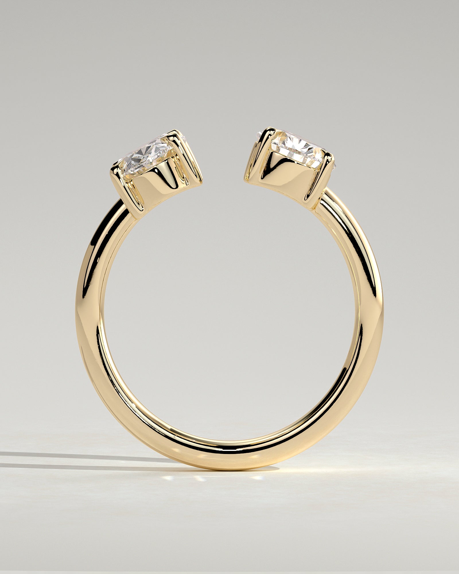 1.23CT Oval & 1.15CT Pear Lab Grown Diamond Toi et Moi Open Cuff Band Engagement Ring