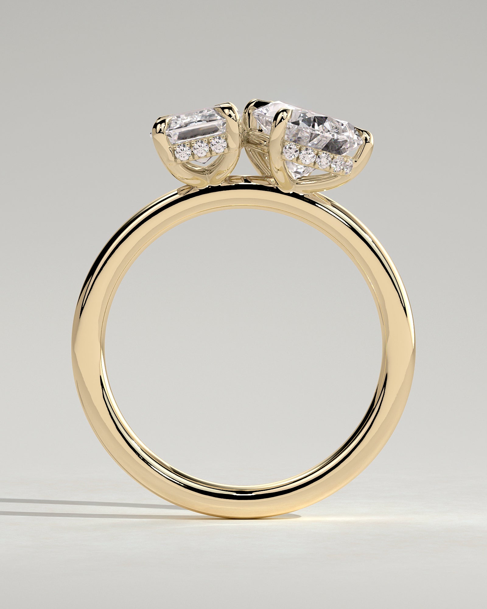 1.80CT Emerald & 1.50CT Pear Lab Grown Diamond Hidden Halo Toi et Moi Engagement Ring