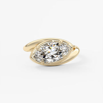 2.0CT Bezel Set Marquise Cut Lab Grown Diamond Bypass Engagement Ring