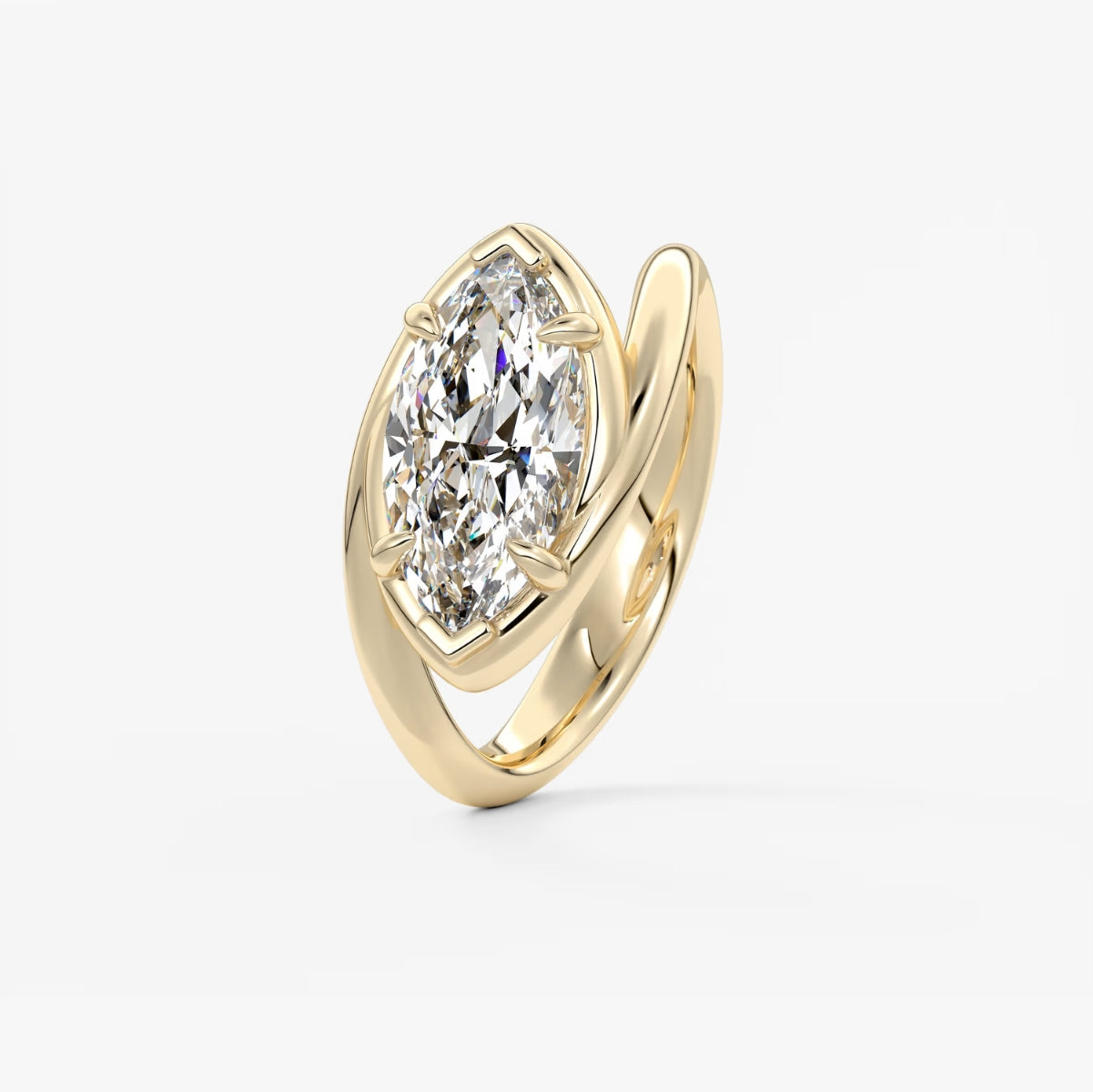 2.0CT Bezel Set Marquise Cut Lab Grown Diamond Bypass Engagement Ring