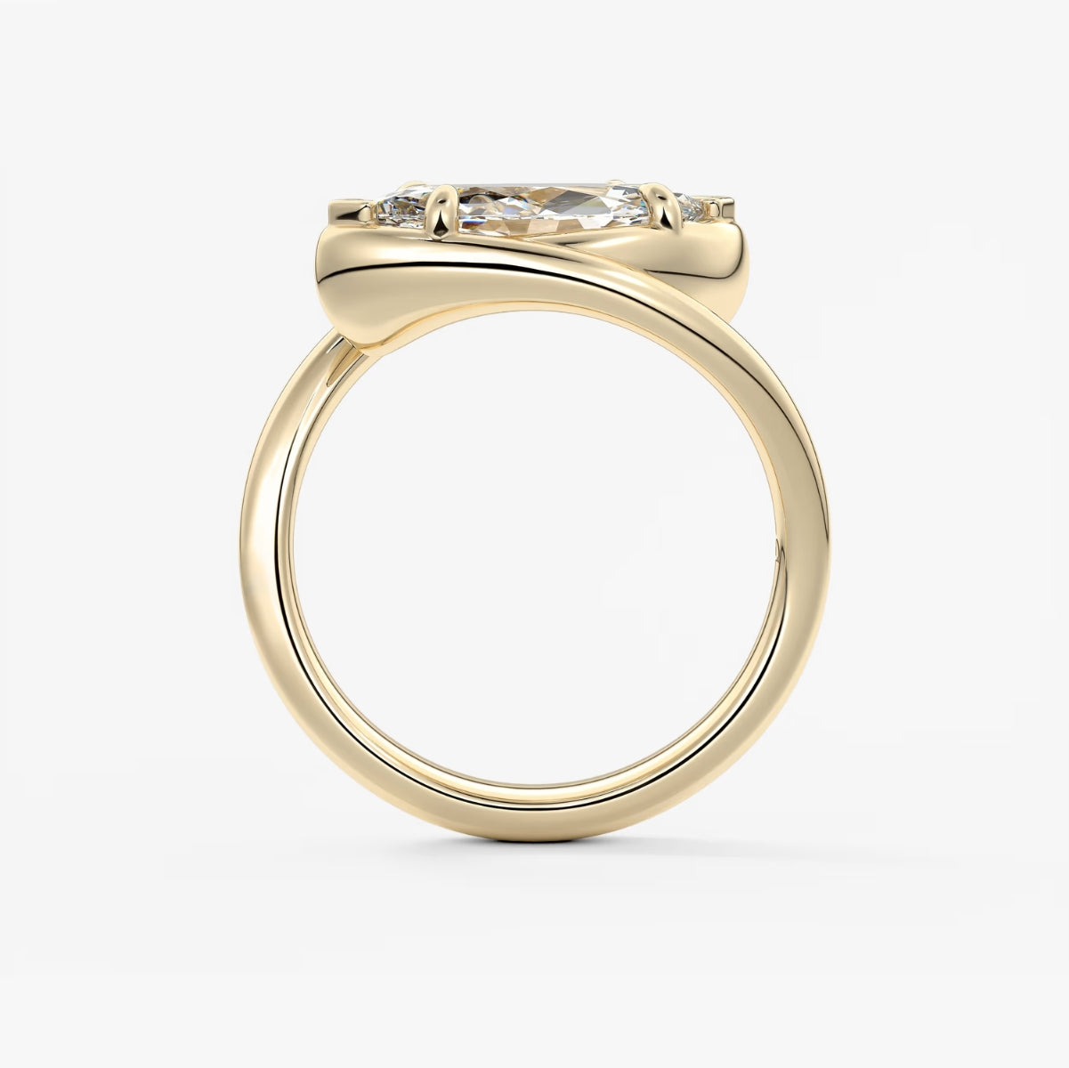 2.0CT Bezel Set Marquise Cut Lab Grown Diamond Bypass Engagement Ring