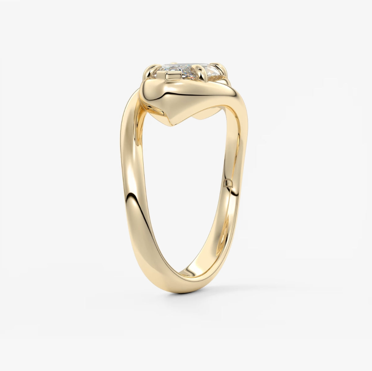 2.0CT Bezel Set Marquise Cut Lab Grown Diamond Bypass Engagement Ring