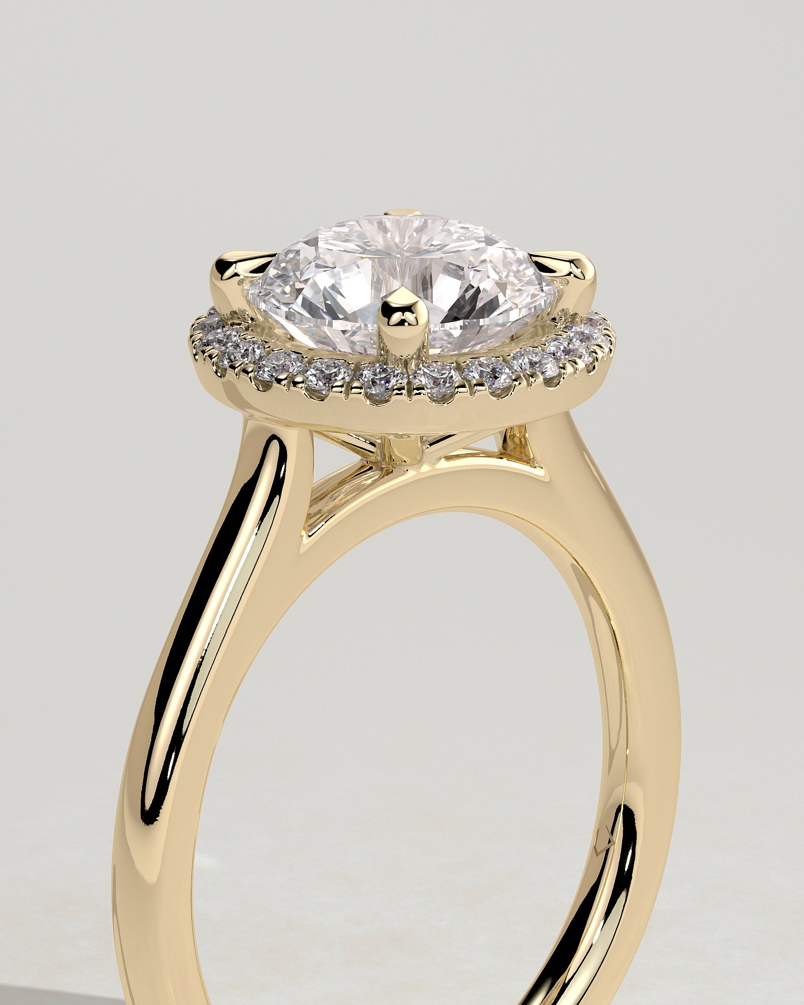 2.0CT Round Lab Grown Diamond Halo Cathedral Engagement Ring