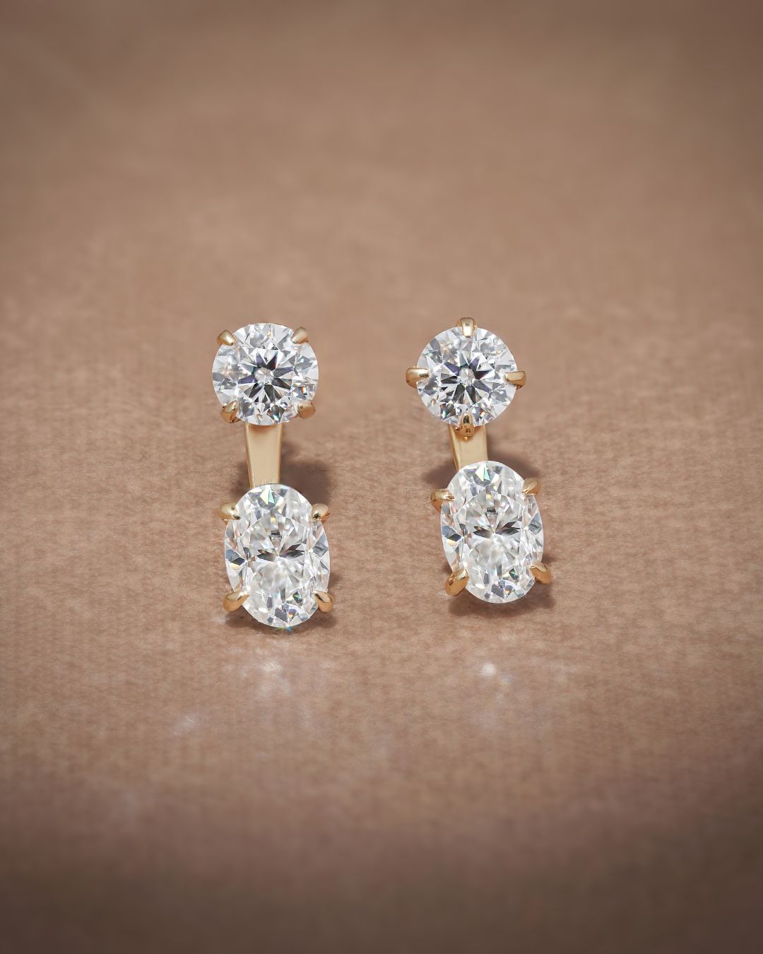 Round & Oval Lab Grown Diamond Front Back Drop Jacket Earrings