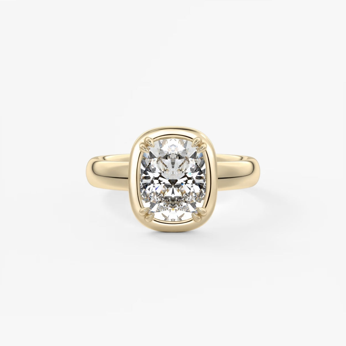 2.0CT Bezel Set Elongated Cushion Cut Lab Grown Diamond Chunky Engagement Ring