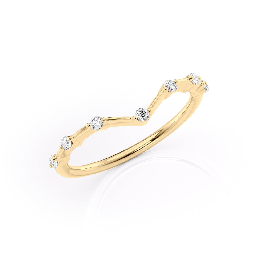 Round Lab Grown Diamond Petite Pave Chevron Wedding Band