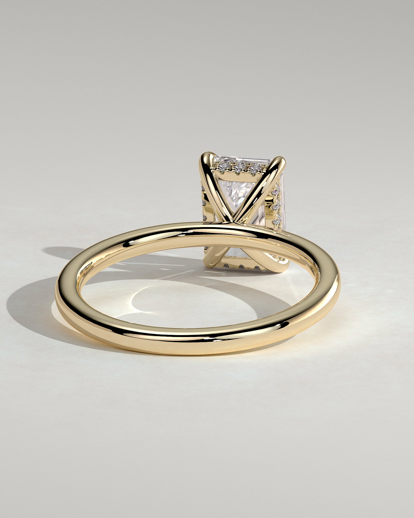 2.0CT Emerald Cut Lab Grown Diamond Hidden Halo Solitaire Engagement Ring