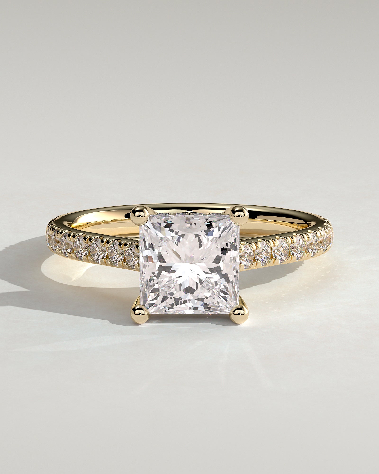 2.0CT Princess Lab Grown Diamond Hidden Halo Cathedral Pave Engagement Ring