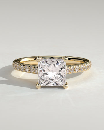 2.0CT Princess Lab Grown Diamond Hidden Halo Cathedral Pave Engagement Ring