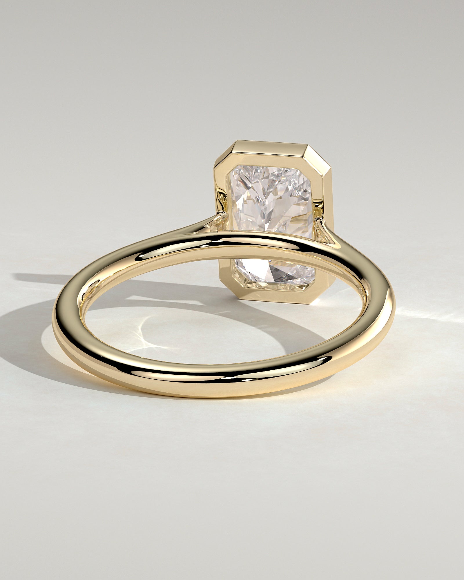 2.0CT Bezel Set Radiant Cut Lab Grown Diamond Solitaire Cathedral Engagement Ring