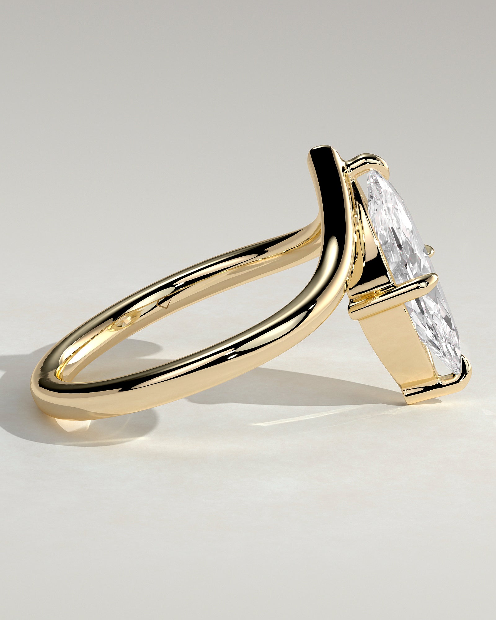 2.0CT Marquise Lab Grown Diamond Curved Solitaire Engagement Ring