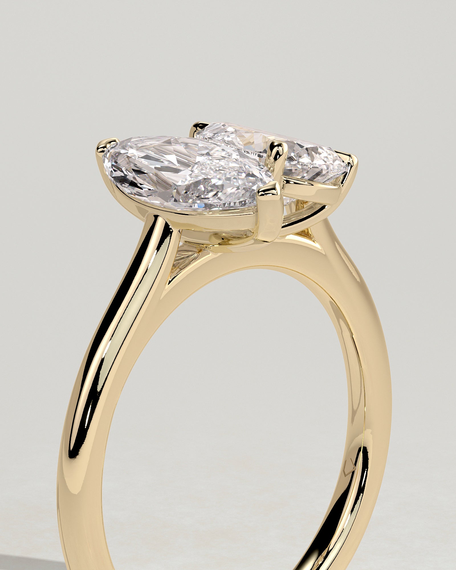 1.50CT Marquise & 1.80CT Pear Lab Grown Diamond Cathedral Toi et Moi Engagement Ring