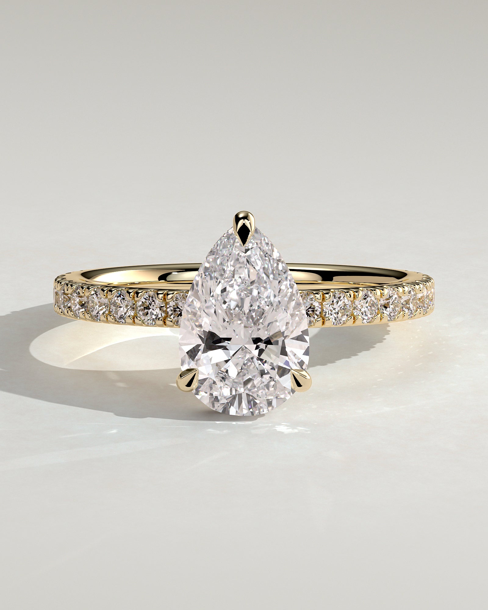 2.0CT Pear Lab Grown Diamond Hidden Halo Pave Engagement Ring