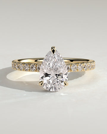 2.0CT Pear Lab Grown Diamond Hidden Halo Pave Engagement Ring