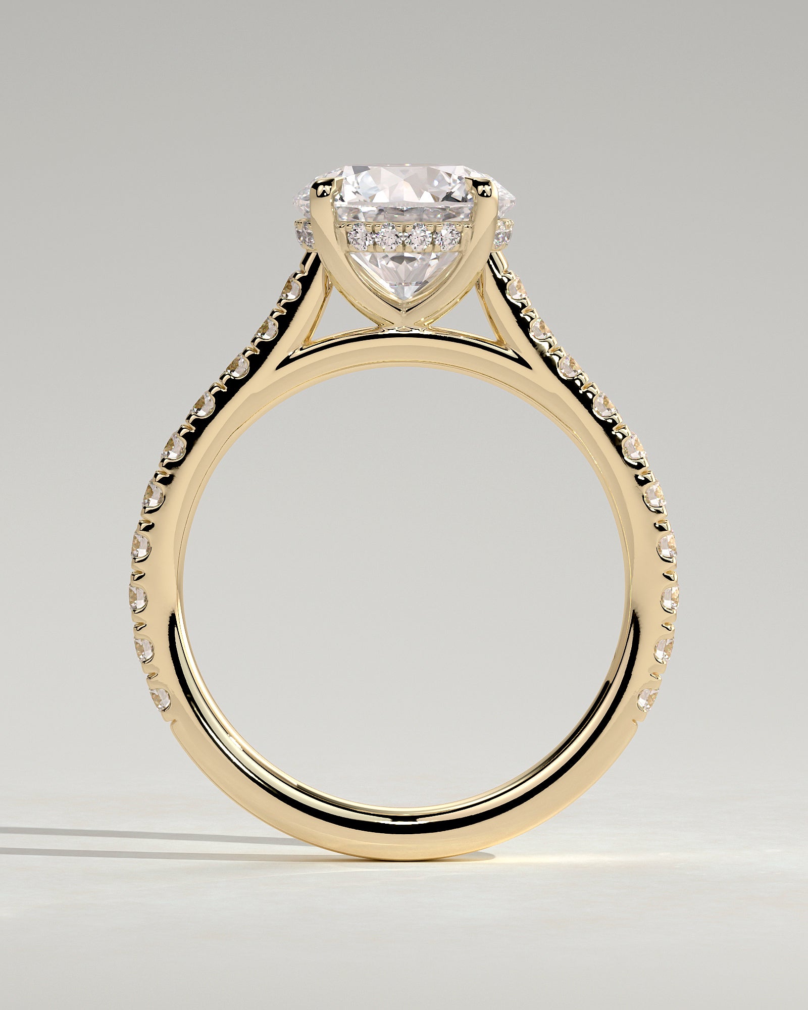2.0CT Round Lab Grown Diamond Hidden Halo Cathedral Pave Engagement Ring
