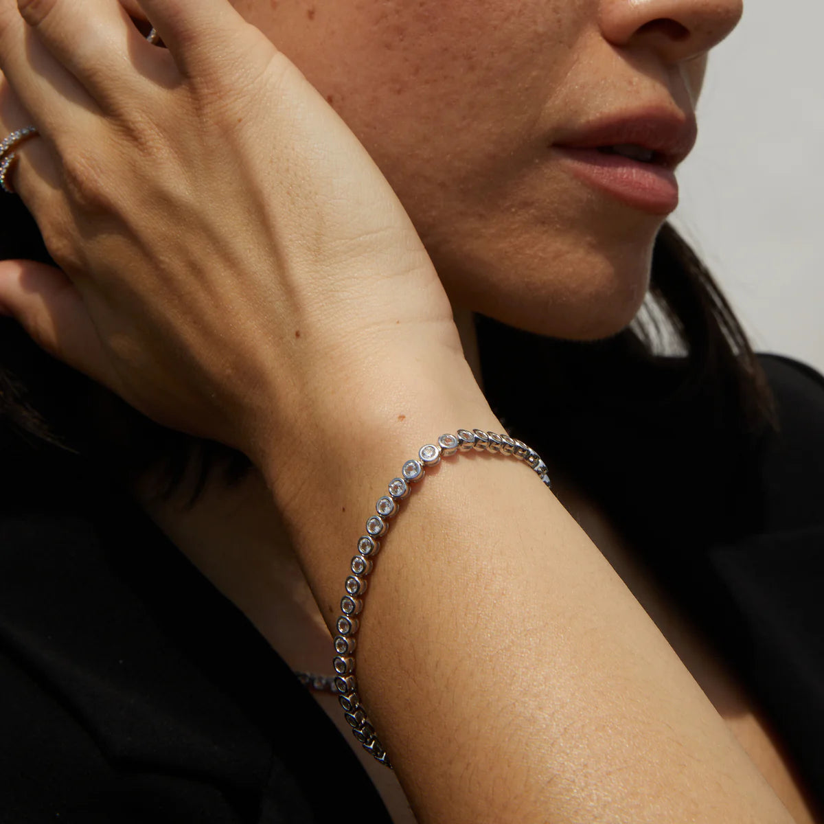 14K Solid Gold Bezel Set Lab Grown Diamond Tennis Bracelet