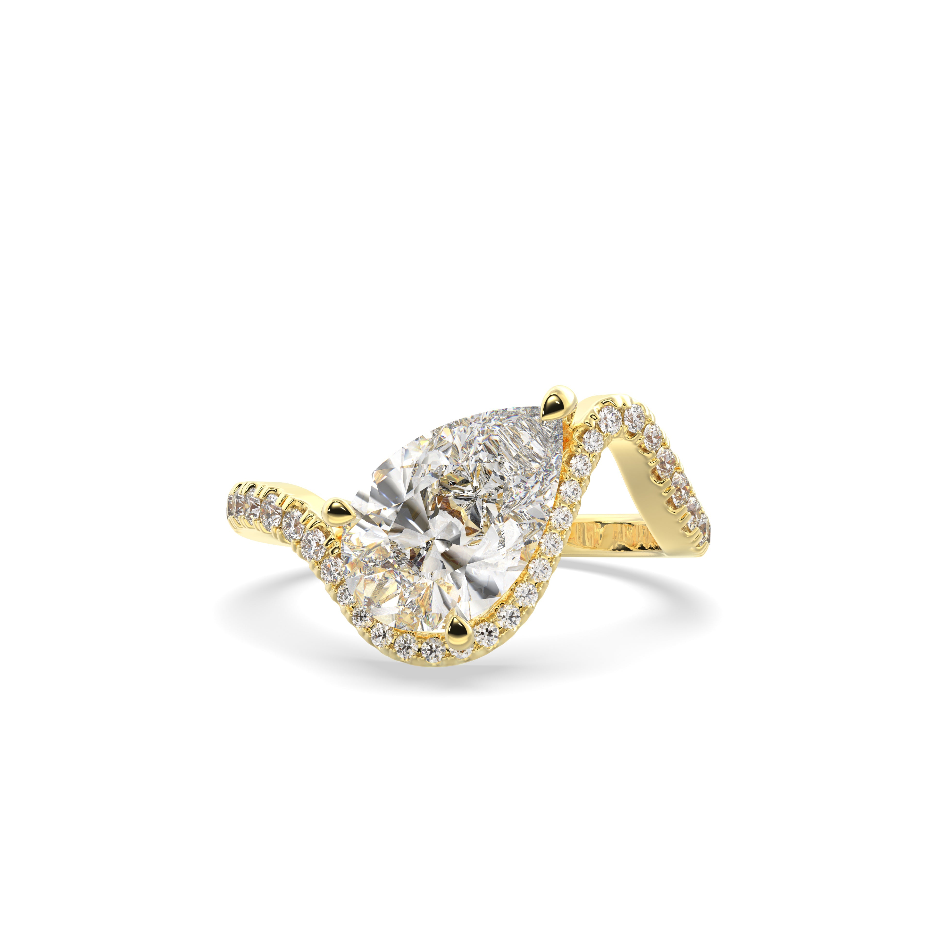 2.0CT East West Pear Lab Grown Diamond Twist Pave Unique Engagement Ring