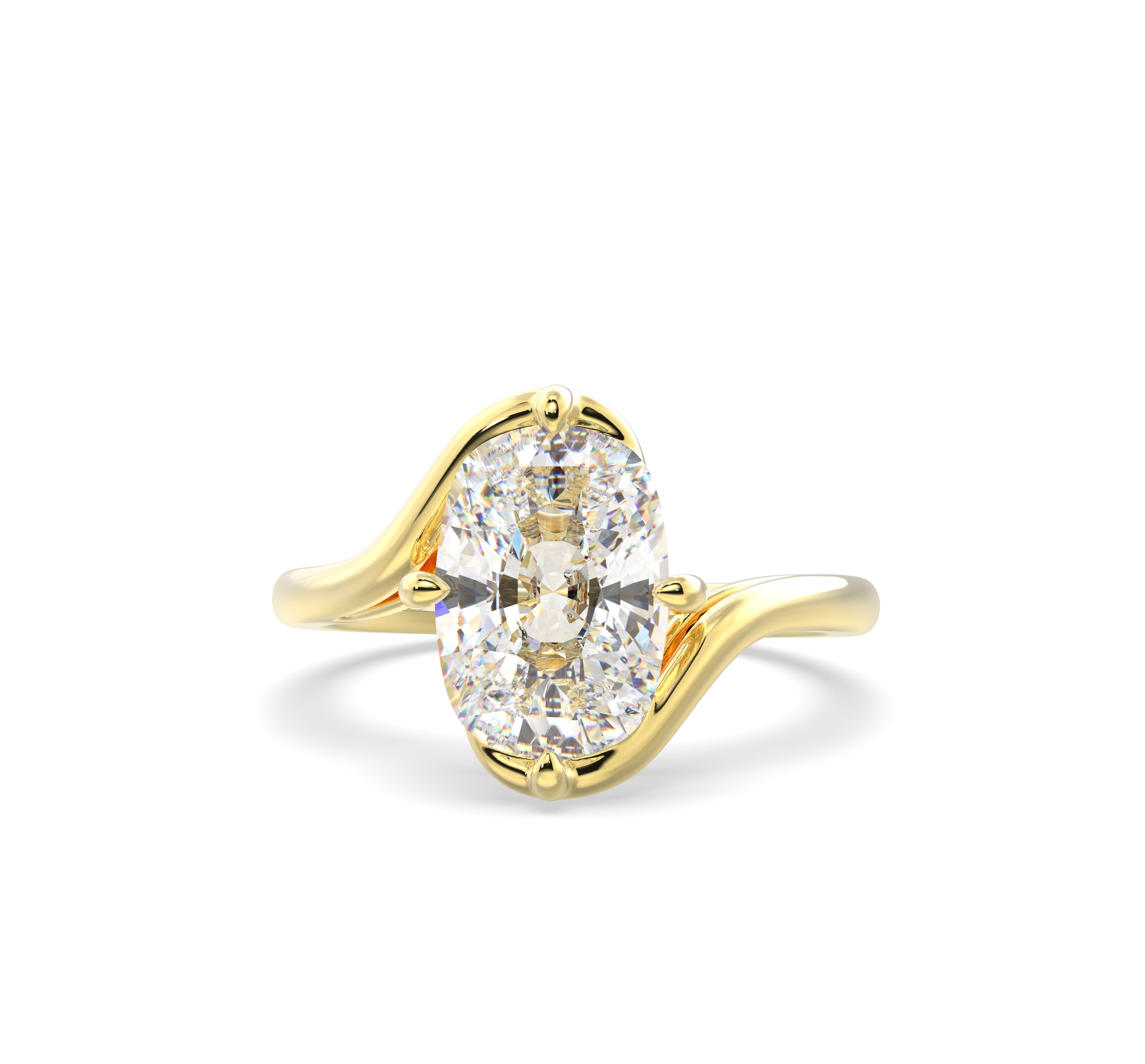 2.0CT Old Mine Cut Elongated Cushion Lab Grown Diamond Bypass Engagement Ring