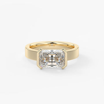 2.0CT Half Bezel Set Chunky East West Radiant Lab Grown Diamond Signet Ring