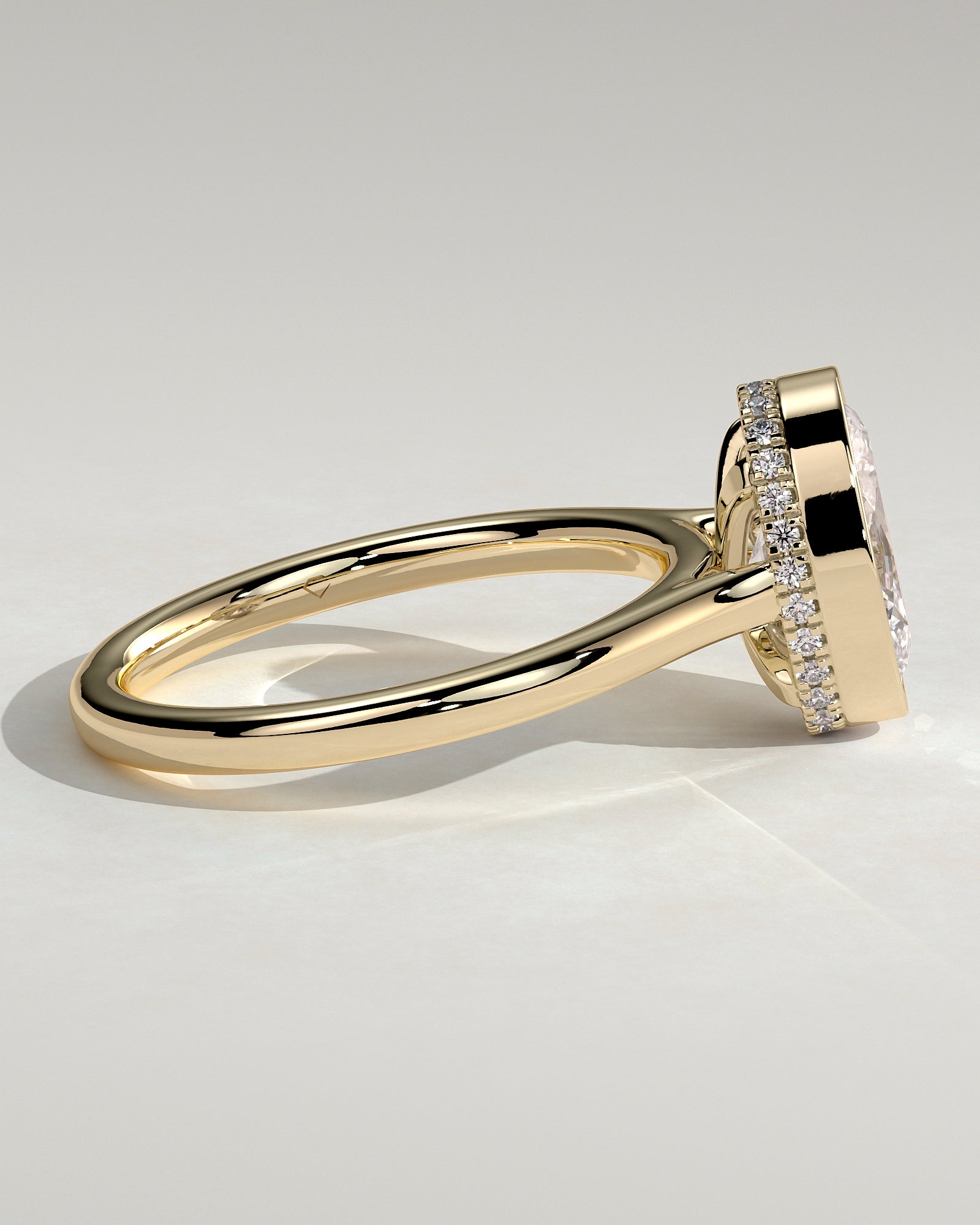 2.0CT Bezel Set Oval Lab Grown Diamond Hidden Halo Cathedral Engagement Ring