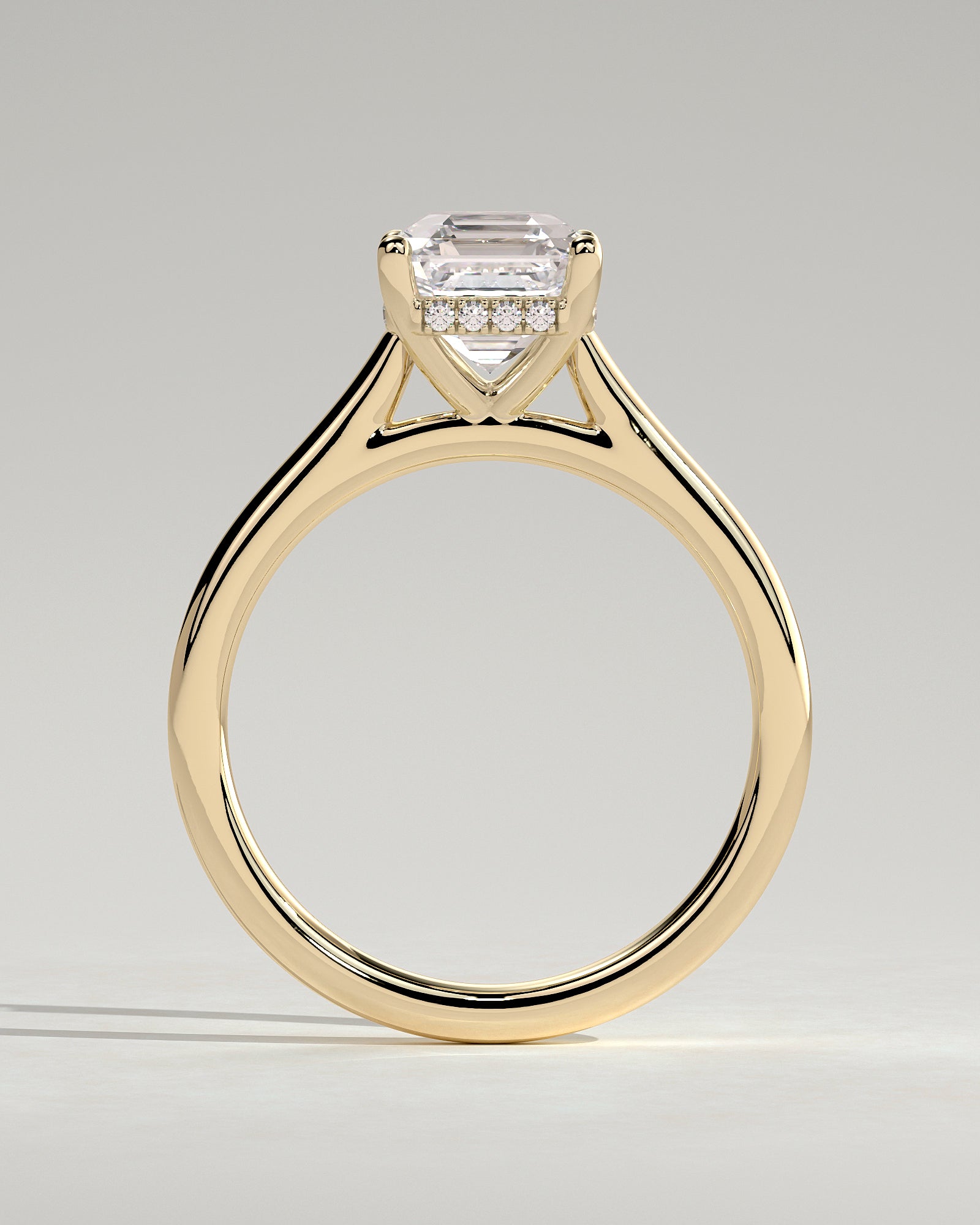 2.0CT Asscher Lab Grown Diamond Hidden Halo Cathedral Engagement Ring