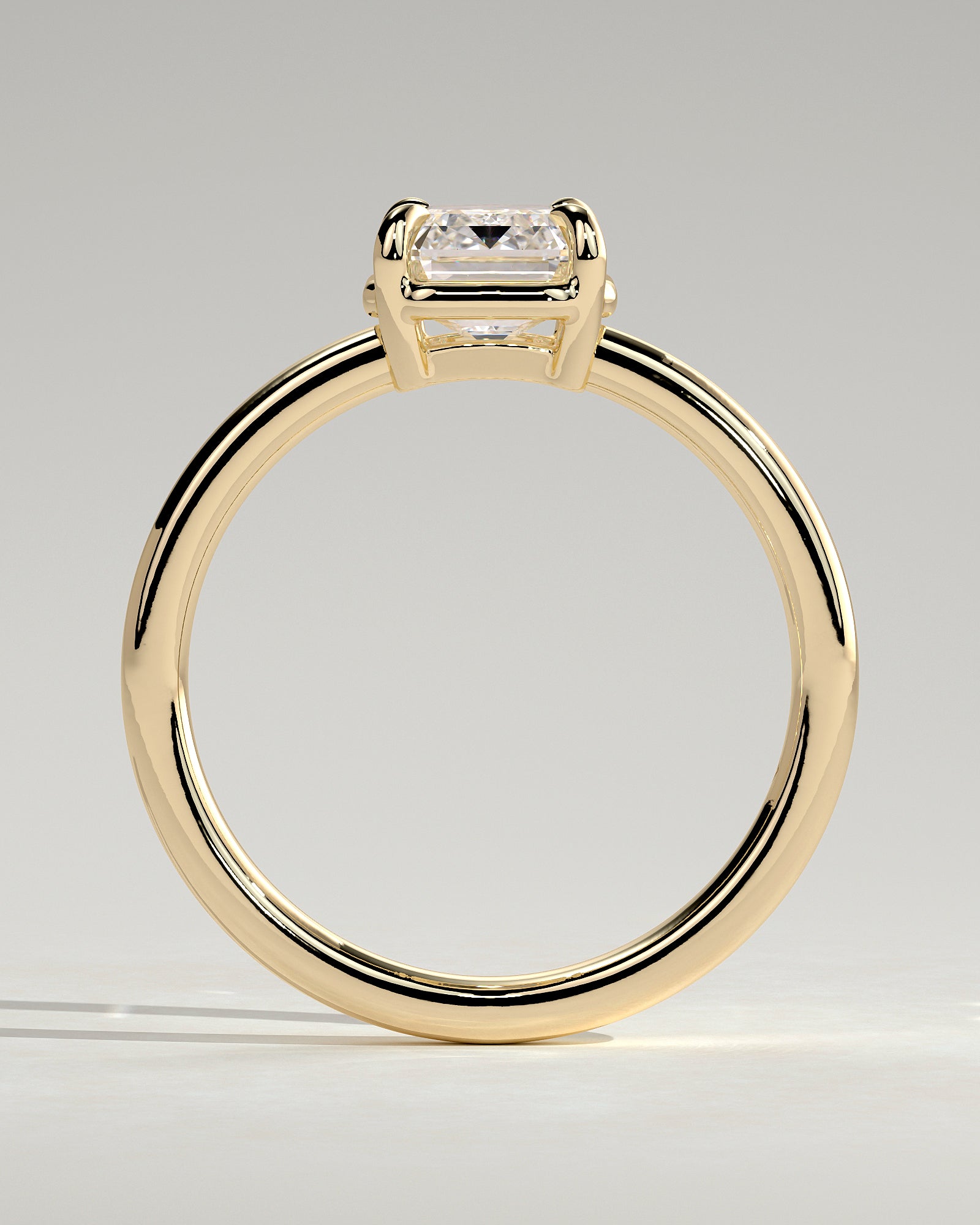 2.0CT Emerald Cut Lab Grown Diamond Solitaire Frame Bezel Engagement Ring
