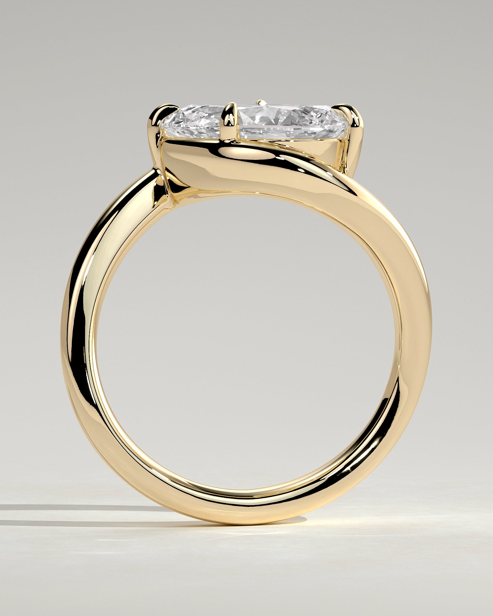 2.0CT East West Pear Lab Grown Diamond Unique Bypass Engagement Ring